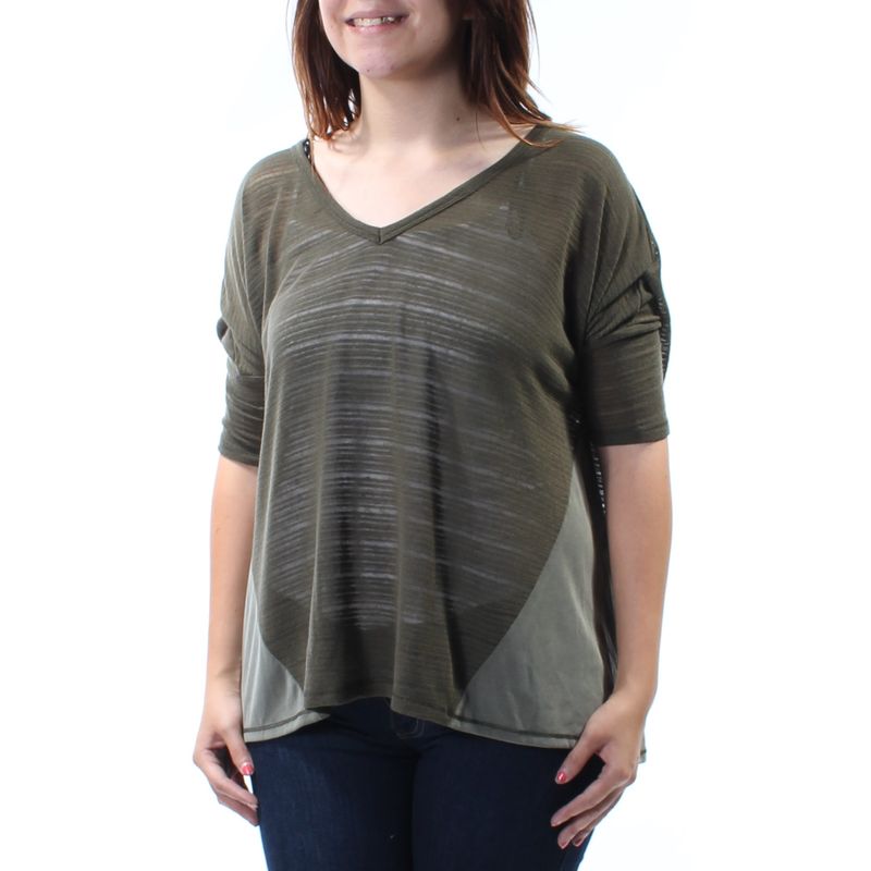Rachel Roy Womens Green Dolman Sleeve V Neck Tunic Top Size: S